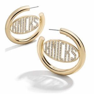 Gold Hoop Earrings with Crystal Accents